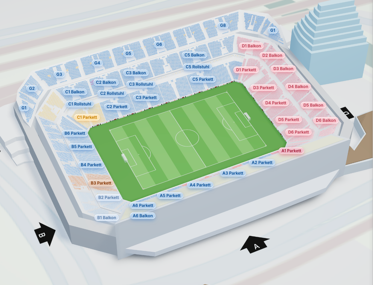 The playing field in the 3D view